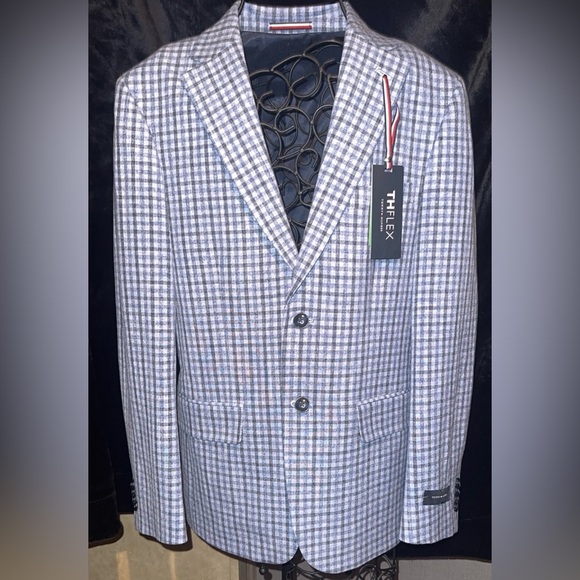 Tommy Hilfiger Blue and Light Blue Plaid Blazer